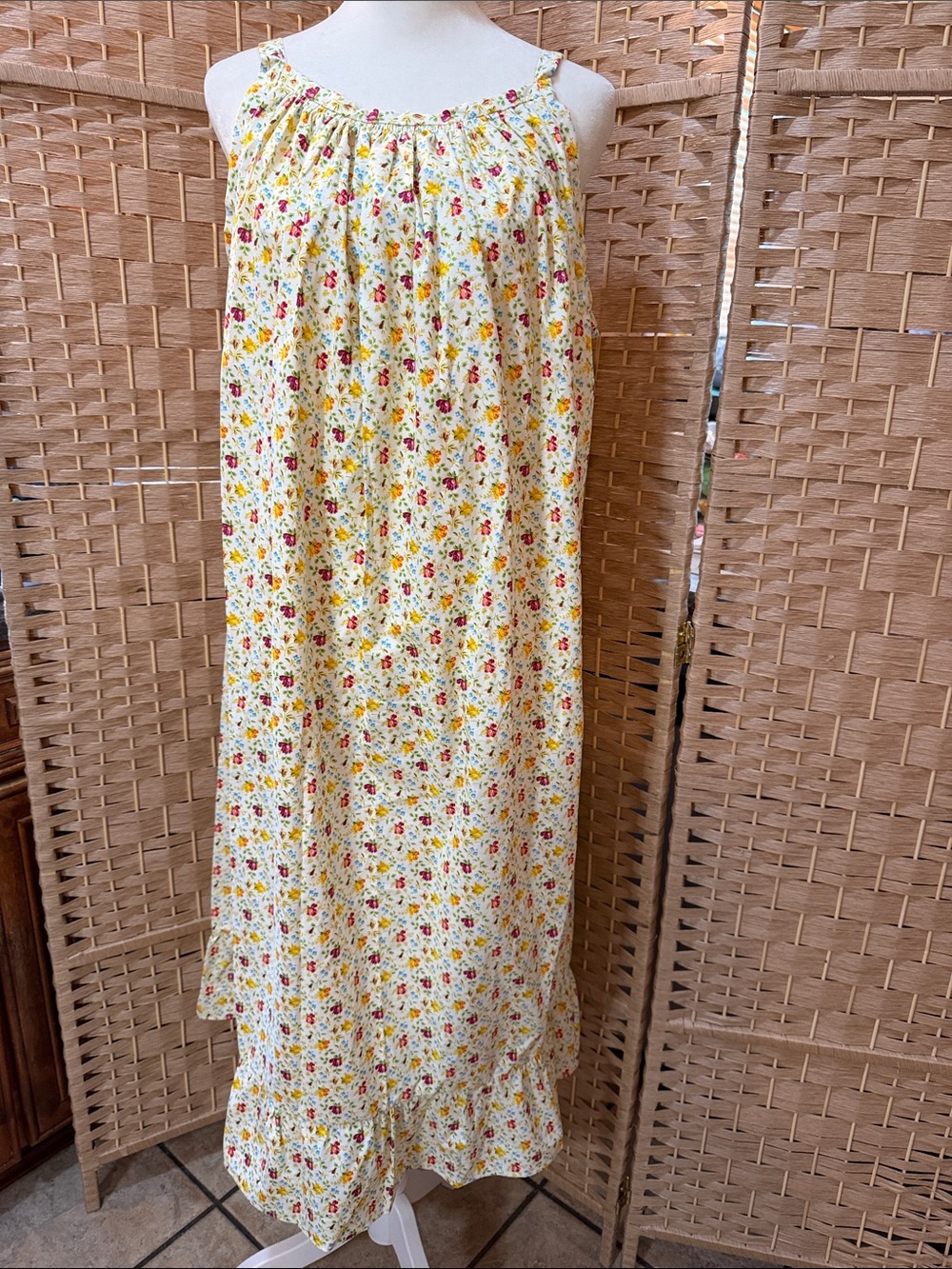 Hand Crafted Yellow Floral Maxi Dress-Skirt with Ruffle Hem